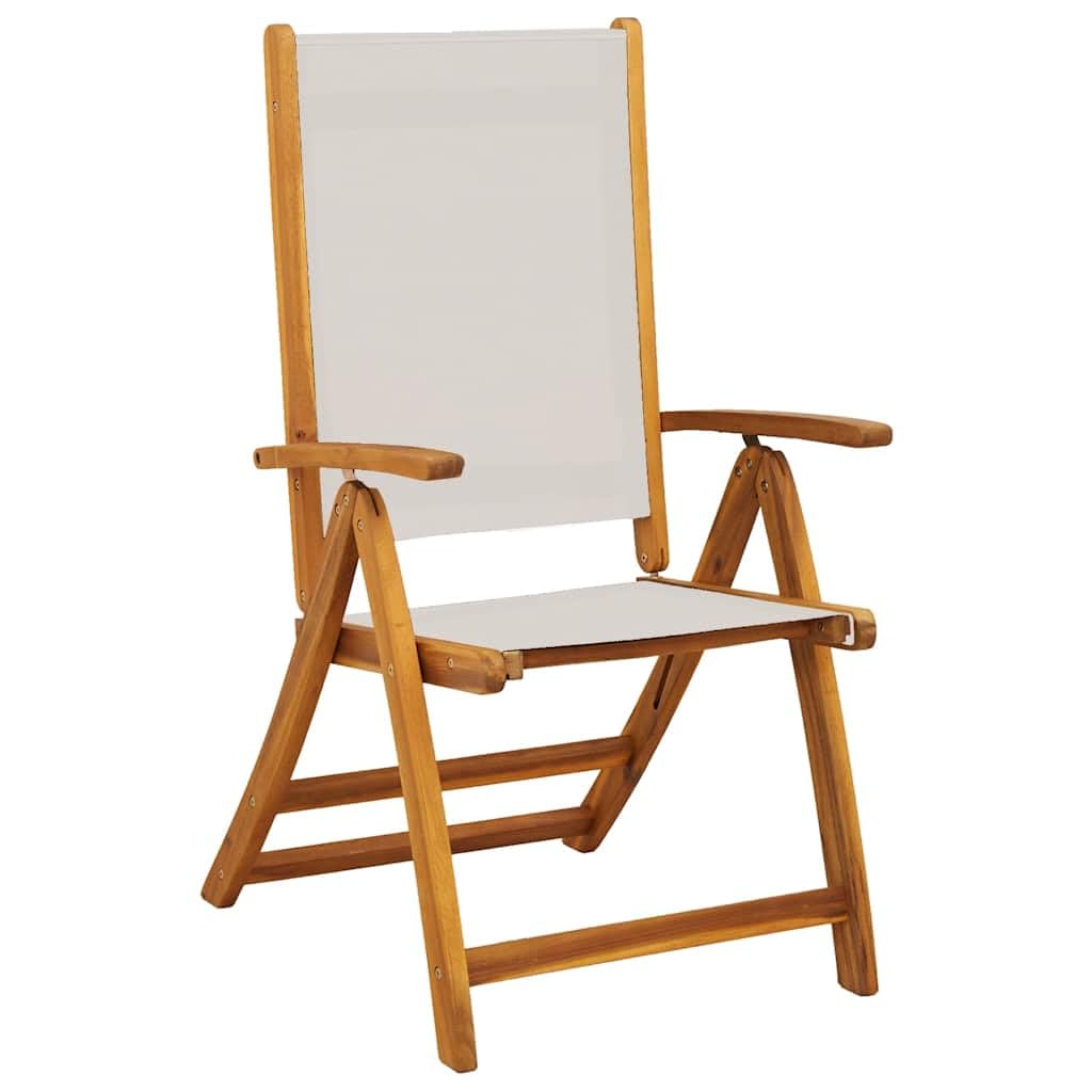 Juego de 8 sillas plegables de jardín de madera de acacia con funda de textileno y respaldo ajustable, para terraza, jardín, balcón
