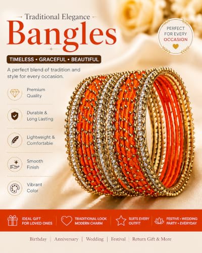 Image of NMII Non-Precious Metal with Base Metal and Zircon Gemstone Studded Ball Chain Linked Glossy Finished Silk thread Bangle set for Women and Girls