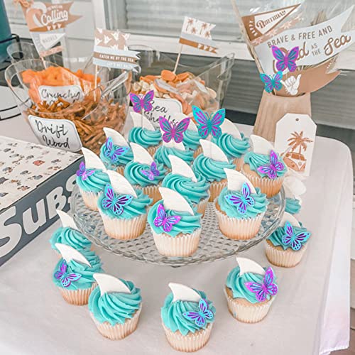 Miliyuki 13-Pieces Butterfly Cake Toppers 3D Butterfly Cupcake Topper For Girls Women's Happy Birthday Cake Topper Birthday Cake Decorations Butterfly Party Decorations（Blue Purple） #TOP4
