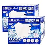 450円お得！[ヒロ・コーポレーション] 冷感 不織布マスク 3Dバイカラー ホワイト×ネイビー 2箱 60枚 個包装