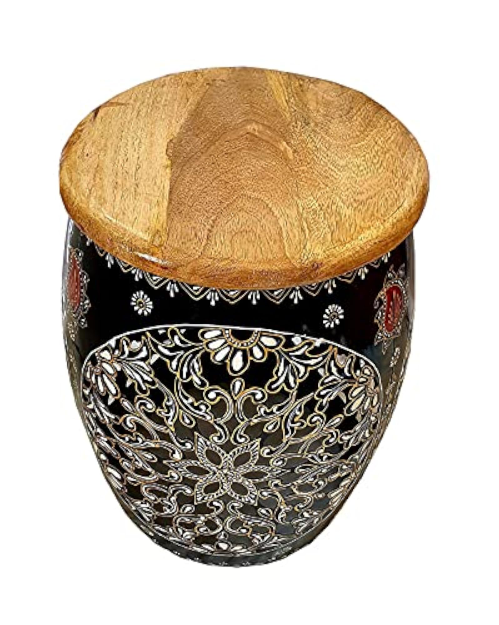 Hand Painted Metal Stool for Home Decor