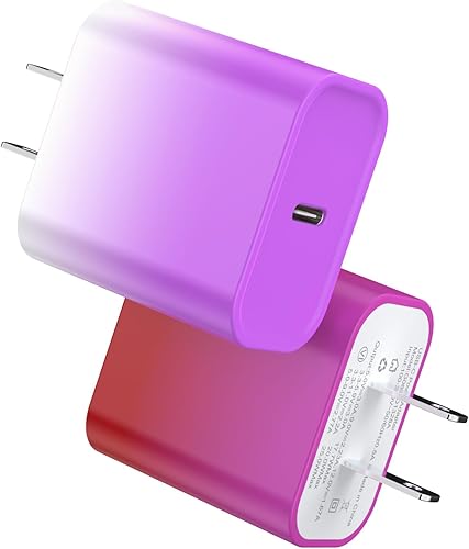Vista 43 de iGENJUN Cargador USB C de 20 W, certificado MFi para iPhone 15, 14, 13, 12, cargador rápido, compacto PD 3.0, bloque de cargador de pared, lila