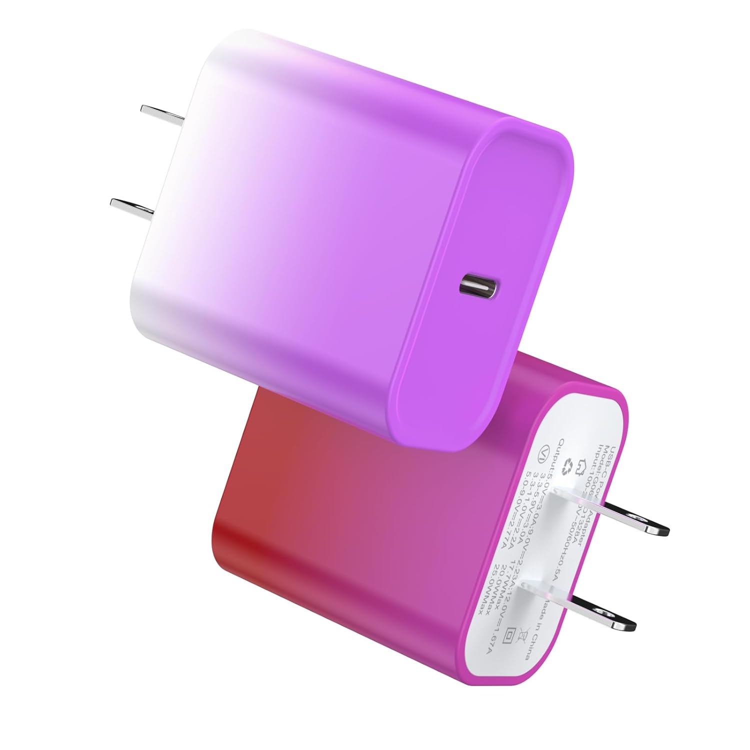 USB C Charger iGENJUN 2-Pack Fast Charger with Foldable Plug 20W Cube Charger for iPhone 16 16 Plus