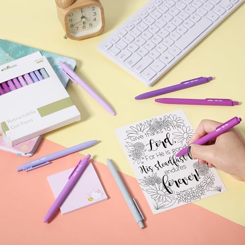 Image of Mr. Pen- Retractable Gel Pens, 12 Pack, Black Ink, Lavender Legacy Barrel | Fine Point 0.5mm, Fast Dry, Smooth Writing, Cute Pens for Drawing, Writing Planner and School Supplies