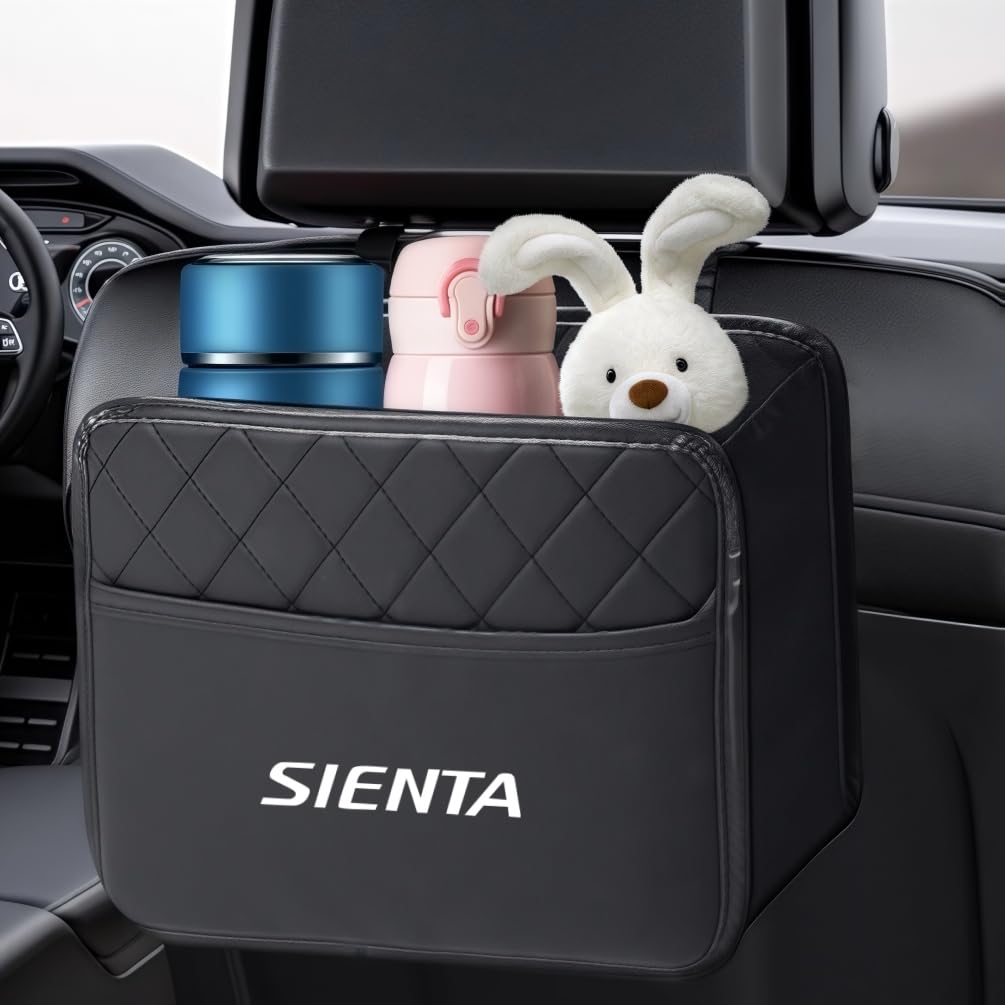 シエンタ 適用 車 シートバックポケット 大容量 収納ボックス sinta 専用 シエンタ 10系 15系 170系 80系 e-four 対応 車用 吊り下げバッグ 取り付け簡単 多機能 車載 スマホ・小物収納 ハンギングバッグ カーシート収納 防汚・汚れ防止 便利グッズ(ブラック,シエンタ適用)