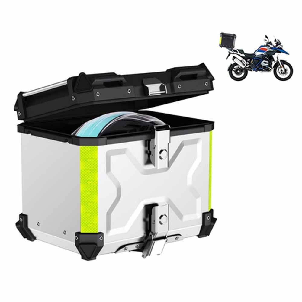 Valise pour Moto Top Case Coffret De Moto Aluminium Topcase pour Moto 28L 36L 45L 55L 65L 80L 100L Coffre pour Moto Étanche Valise Quad avec Dossier(Silver,100L)