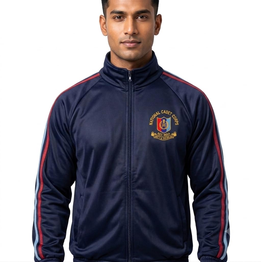 sarvamart NCC Tracksuit Jacket Navy Blue Full Zip with Embroidered Logo-picture-50