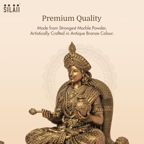 Image of SILAII Goddess Annapoorani Sculpture | 6 Inch Antique Bronze Finish | Annapurna Devi Idol for Home Temple, Pooja Room & Spiritual Decor
