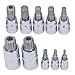 10 Pcs Triple Square Spline Bit Socket Set, M4 To M18 1/4in 3/8in 1/2in Drive CR V Bit Socket Set with Storage Box