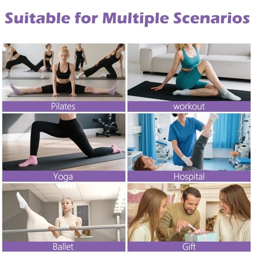 Image of 6 Pairs Grip Pilates Socks for Women, Non-Slip Yoga Athletic Socks for Barre, Ballet & Workout, Hospital Barefoot Socks (Women's 5-9)