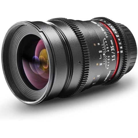 Walimex Pro VDSLR 35mm 1:1,5 Foto- und Videoobjektiv für Nikon F Objektivbajonett schwarz (manueller Fokus, für Vollformat Sensor gerechnet, IF, Filterdurchmesser 77mm, stufenlose Blendeneinstellung) Cover