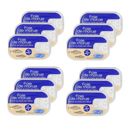 Lote de 12 Hígado de bacalao ahumado – Caja de 120 g