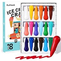 RuiHawk Jumbo Crayons for Toddlers 1-3 - 18 Pack Non-Toxic, Washable & Easy-Grip, Unbreakable Mess-Free Art Supplies for Preschool, Kindergarten & Kids Ages 4-8