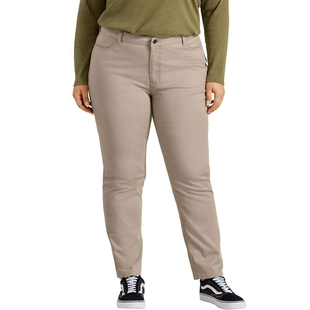Dickies womens Perfect Shape Twill Skinny 4 Pocket Pant Khakis Rinsed Oxford Stone 18 US