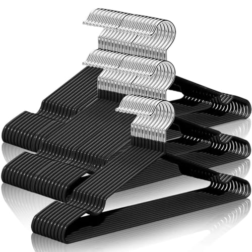 Catálogo de Perchas para comprar hoy. 46 MXHIGO 50Pcs Ganchos de Acero Aleado con Recubrimiento de Goma Antideslizante, 40CM Ganchos para Ropa con Ranuras, Antióxido y Duradero, Perchas para Pantalones, Vestidos, Camisa,...