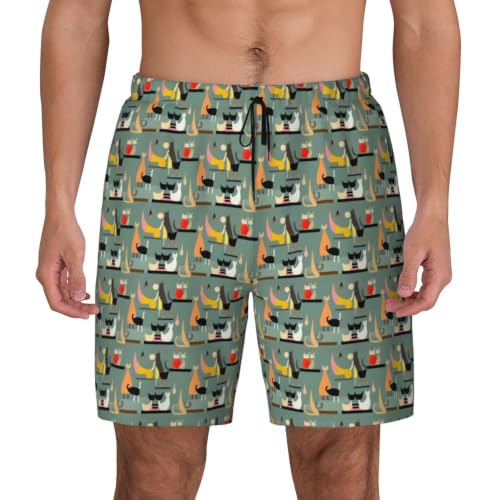 Short de bain pour homme imprimé chats design moderne chic vêtement de plage premium