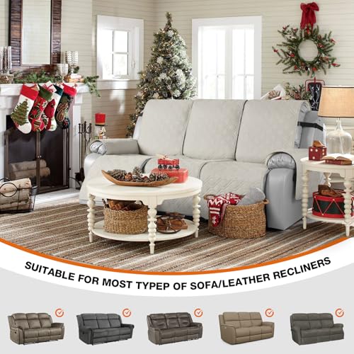 Image of VANSOFY Waterproof Recliner Couch Covers Washable, Beige,3 Seater | 1-Piece, Non-Slip with Elastic Straps, Sofa Cover with Pocket for Dogs, Pets