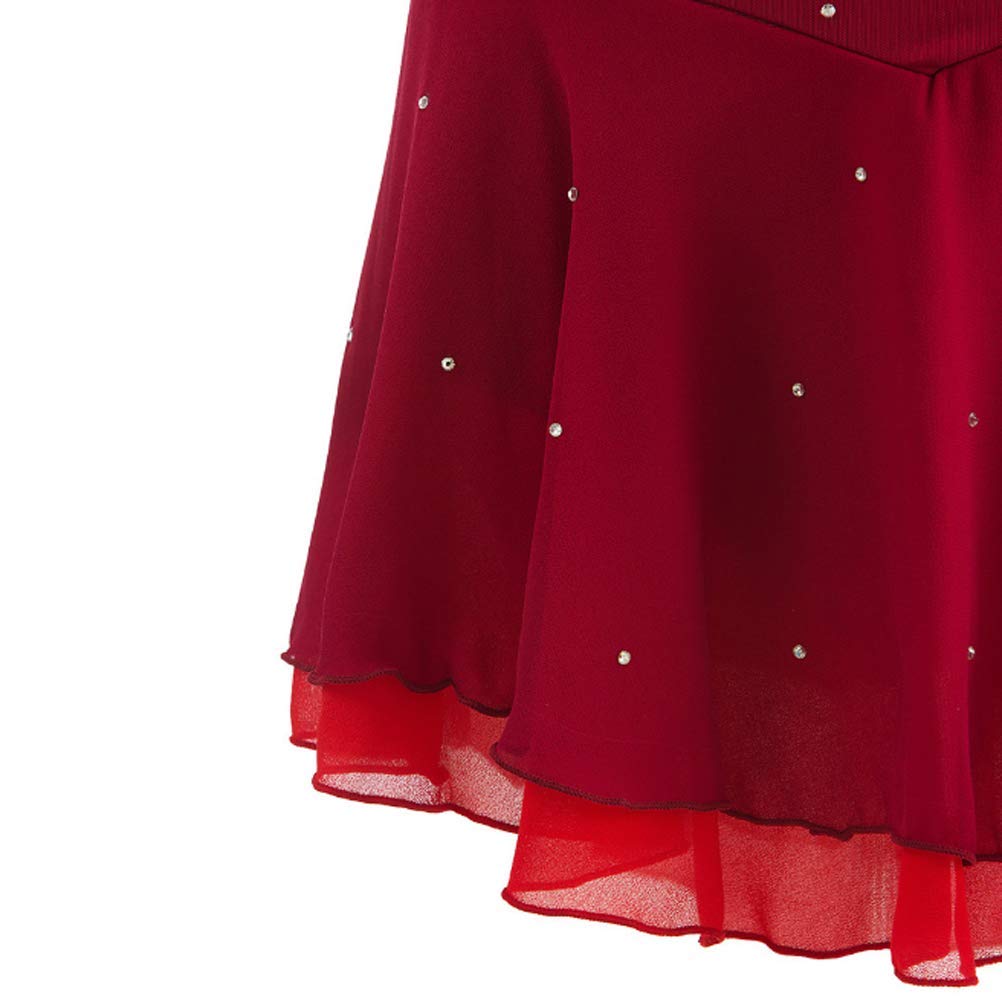 Vestido profesional de patinaje artístico para niñas, sin mangas, con diamantes de imitación, para danza sobre hielo, patinaje, gimnasia, leotardos