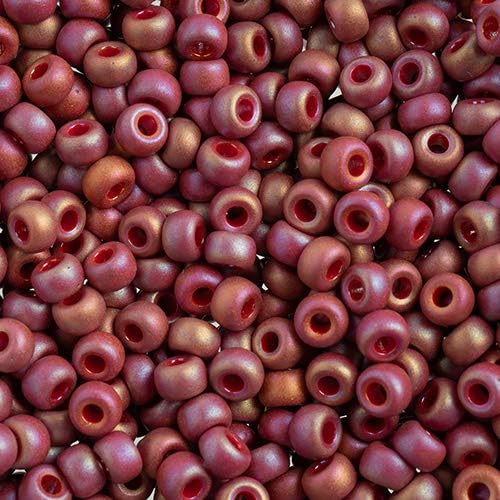 Miyuki Seed Bead 6/0 APX 22g - Frosted Glazed Rainbow Pink Rosewood Matte AB Japanese Glass Seed Beads