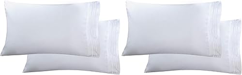 Elegant Comfort Juego de fundas de almohada ultrasuaves de lujo de 2 piezas de microfibra de calidad egipcia de 1500 hilos, doble cepillado,