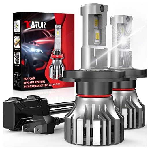 KATUR Bombilla H4 LED Coche, 110W 20000LM 6000K-6500K Xenon Blanco Impermeable Luces LED 9003 HB2 Hi/Lo para Coche Faros Kit De Reemplazo De Luz Alta y Baja (2 Piezas)
