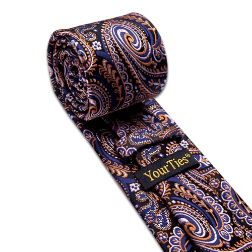 Image of YourTies Paisley Men's Necktie Woven Silk Floral Ties for Men Designer Formal Business Party Wedding