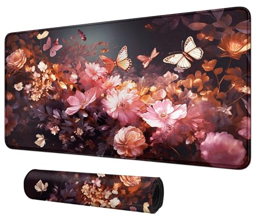 Flowers Butterflys for MTG & TCG Playmat,BFDHGQZC 24' x 14' Game Mat for MTG/RPG/CCG Trading Card Game Playmats Table Mat Perfect for Card Games Video Games Computer Office