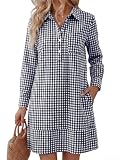 ANRABESS Women's Long Sleeve Striped Fall Shift Shirt Dress