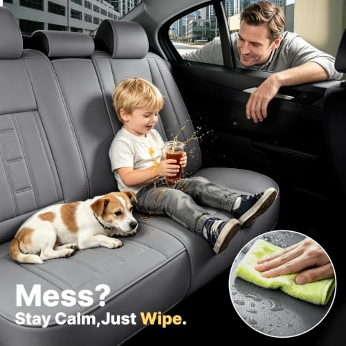 Image of Car Seat Covers Full Set for Toyota RAV4 1999-2025 Gray (5 Pack) | Waterproof car seat cover, anti-slip, breathable. Airbag compatible. Seat heating works. Easy clean. Durable stitching.