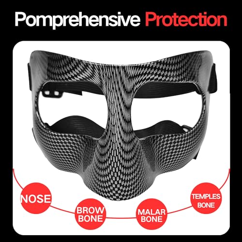 SQAQS Nasenschutz für Gebrochene Nase, Nasenmaske Fussball, Nasenschutz Gesichtsschutz für Gebrochene Nase, Sport-Trainings-Gesichtsmaske Nasenschutz mit Polsterung (Schwarz)