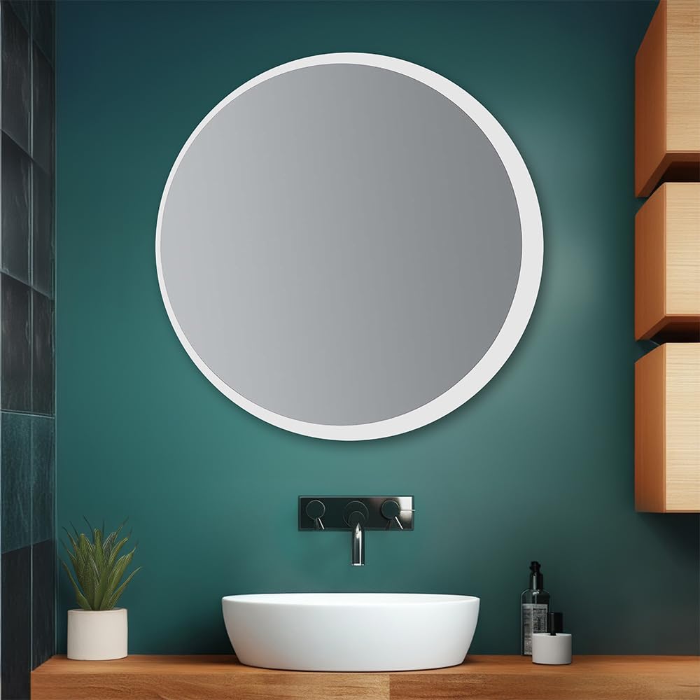 CHARMOR - Specchio LED con cornice per bagno, 20 x 28 cm, dimmerabile, con luci, specchio retroilluminato e anteriore illuminato per parete, anti-appannamento (orizzontale/verticale