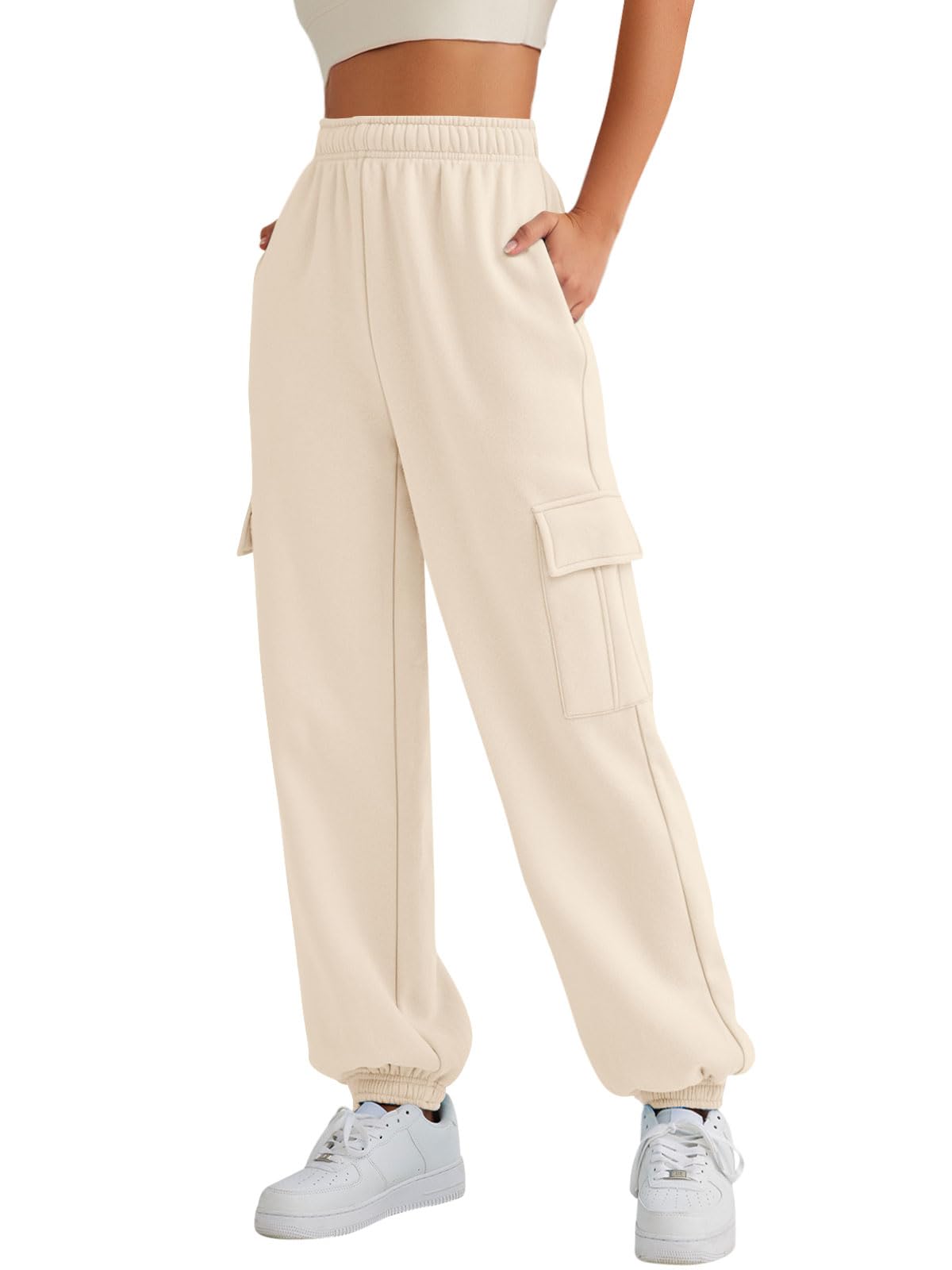 AUTOMETWomens Cargo Sweatpants Oversized Fleece Joggers Fall Fashion Outfits Y2k Clothes 2025 with Pockets