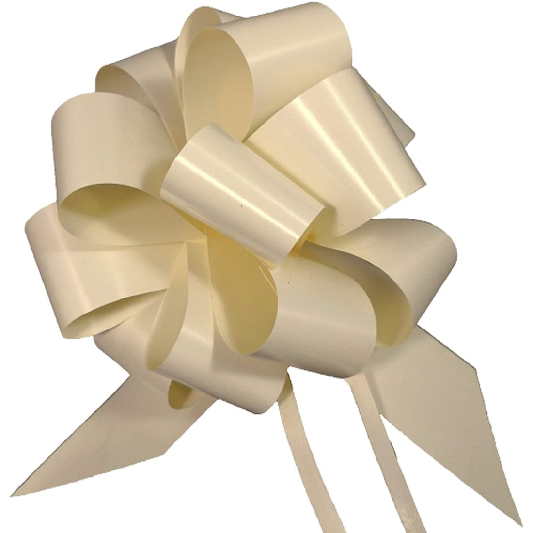 Lot de 100 nœuds Papillon pour antenne de Voiture avec Ruban de 5 cm, Longueur 150 cm, diamètre 18 cm, pour Mariage, Confirmation, Communion, Ivoire