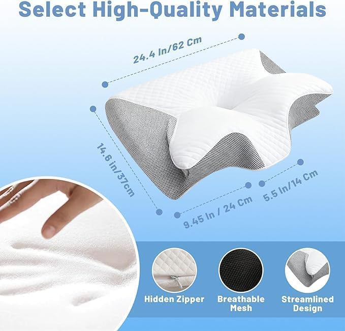 Miniatura 6 de Almohada de cuello de espuma viscoelástica Cozyrest 2026, almohada de cuello de espuma viscoelástica, gran apoyo para un sueño de calidad, almohada