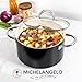 MICHELANGELO Stock Pot with Lid, 6 Quart Cooking Pot with Ceramic Coating, Nonstick Ceramic Soup Pot with Lid, Induction Compatible - 6QT Stockpot, Black