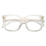 PANNER Oversized Square Blue Light Blocking Glasses for Women Men Anti Glare Reduce Eyestrain Computer Glasses(Cream)