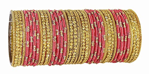 Image of NMII Acrylic (Plastic) With Silk Thread & Beads Studded Worked Glossy Finished Kada Set For Women and Girls