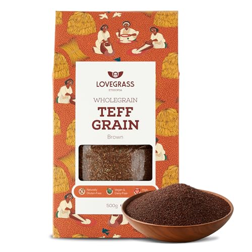 Lovegrass Ethiopia Habesha Brown Teff Grain 500g | Gluten Free | Vegan, High Protein, Vitamins & Minerals | Great for Baking or as a Rice, Couscous or Quinoa Substitute