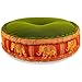 livasia Meditationskissen mit Thaiseide, Yogakissen mit Kapok, Pouf, Bodenkissen für Yoga und Zen Meditation, Sitzkissen für Garten und Balkon, Zafukissen Ø 44x15cm (Grün/Orange/Elefanten Seide)