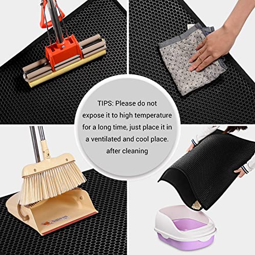 Pieviev Cat Litter Mat Double Layer Waterproof Urine Proof Trapping Mat 1 Pack (Black, 24x15 Inch (Pack of 1)) #3