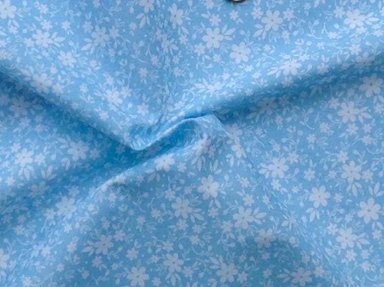 Floral Polycotton Fabric (Per Metre) - Simply Sew Crafty™ (Blue with White Flowers) — image 1