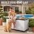 YITAHOME 90 Gallon Outdoor Storage Box with 6 Swivel Wheels & Dual Wooden Handles, Large Double-Wall Resin Deck Box, Lockable Waterproof Patio Organizer for Furniture, Cushions, White & Black