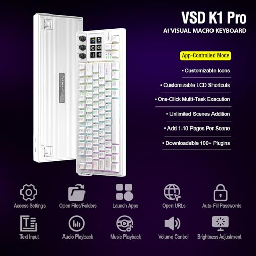 Image of Mechanical Keyboard with Full-Key Programmable, Macro Pad Stream Controller Deck with Screen & Knob, Gasket Gaming Streaming Shortcut Keypad, Wired, Hot Swappable, RGB Backlight for PC Mac