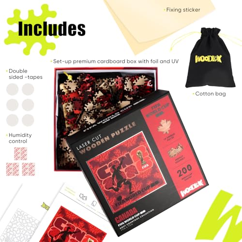 Image of FIFA Canada Poster Wooden Puzzle for Adult, 200 Pieces Irregular Shape Puzzle, 5MM Thick, Creative Collectible Gift for Fans, Officially Licensed Product, 11 x 11