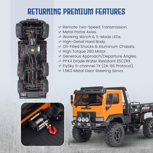 Image of HOBBYPLUS ARKTOS 6x6 V1.5 CR18P Rock Crawler RTR All Terrain - Remote Control Car, Rock Crawler 1 /18 Scale 6WD 2 Speed Transmission Off Road for Adults, RC Hobbyists (Tan)