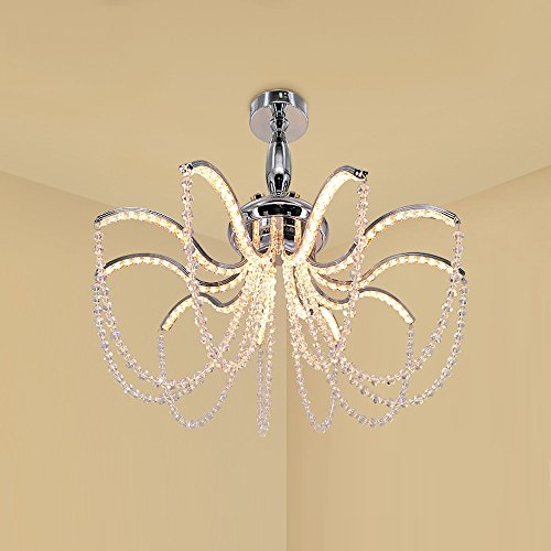 Plafonnier LED 66W design moderne en aluminium et cristal pour salon 60cm 3000K