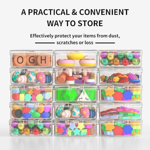 Image of Transparent Jewellery & Accessories Storage Box with Removable Compartments - Multi-Grid Plastic Organizer Case for Earrings, Beads, Rings, Craft Supplies and Small Items Storage (12 box)