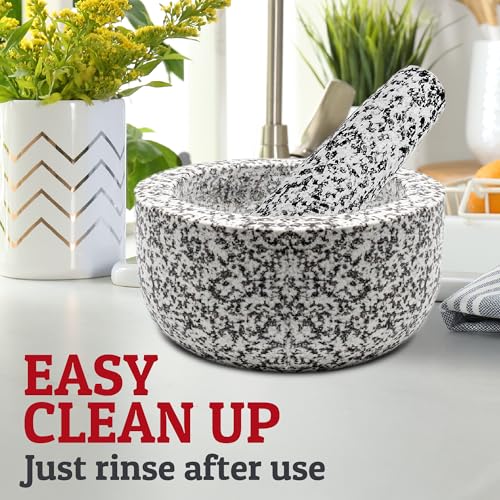 image for PriorityChef Heavy Duty Natural Granite Mortar and Pestle Set, 2 Cup, 