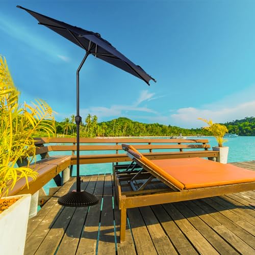 Image of Abba Patio 7.5FT Lyon Outdoor Patio Umbrella Outdoor Table Umbrella with Push Button Tilt and Crank Market Umbrella 6 Sturdy Ribs UV Protection Waterproof for Garden Deck Backyard Pool, Navy Blue