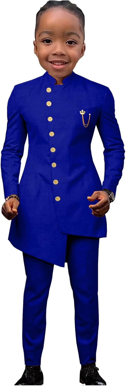 2 Piece African Boys Formal Suits Kids Tuxedo Wedding Dinner Party Performance Jacket Pants for Boys